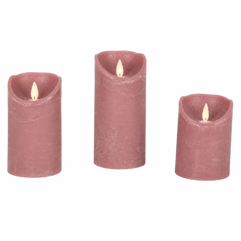 Velas LED rosas - juego de 3
