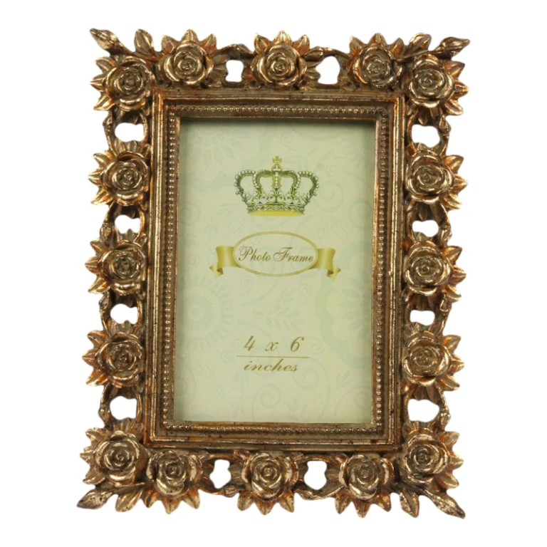 Marco de fotos 10x15 cm - dorado - resina sintética - rectangular
