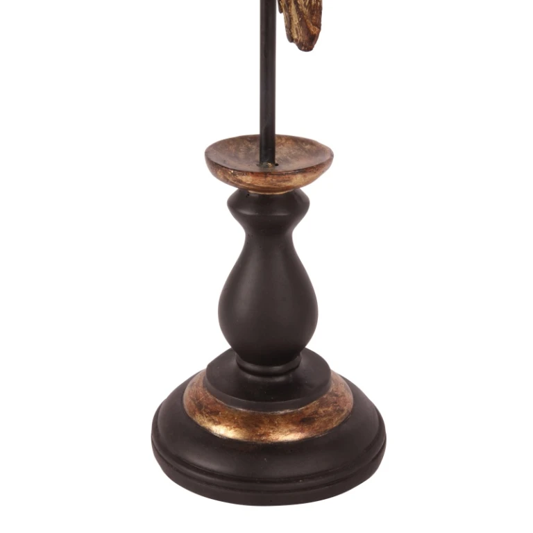 Escultura de loro sobre base - dorado - 33 cm