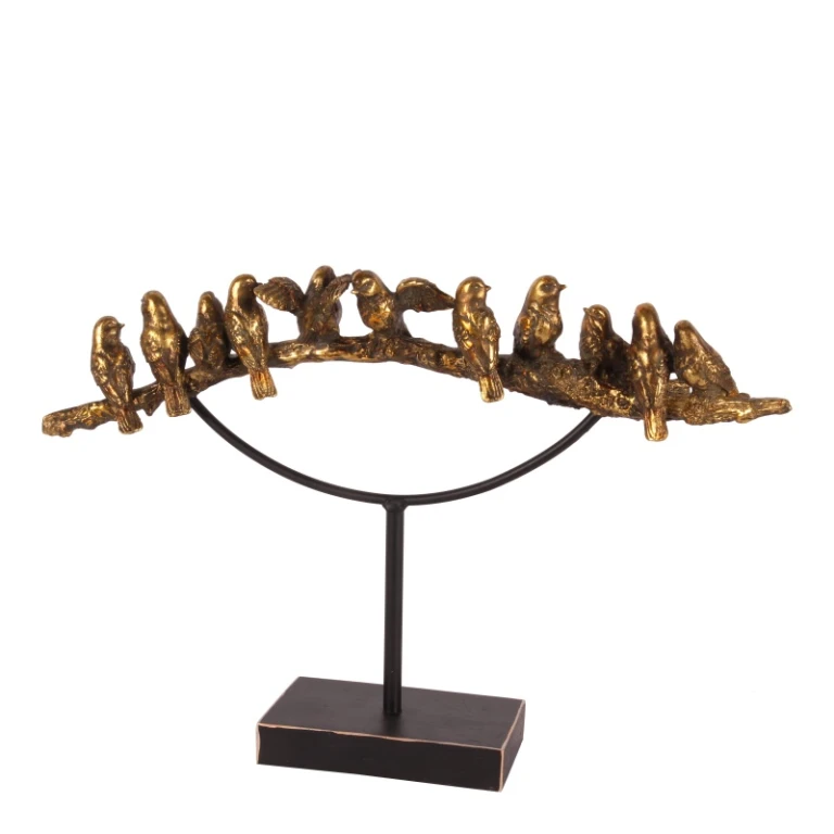 Pájaros en rama - dorado - 30 cm