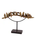 Vogels op stok - goud - 30 cm