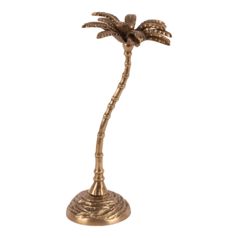Palmera decorativa - dorada - 23,5 cm - latón