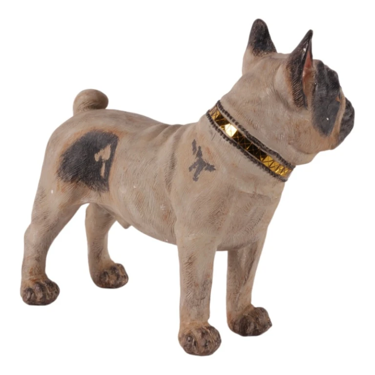 Escultura de perro bulldog francés - marrón - 32 cm