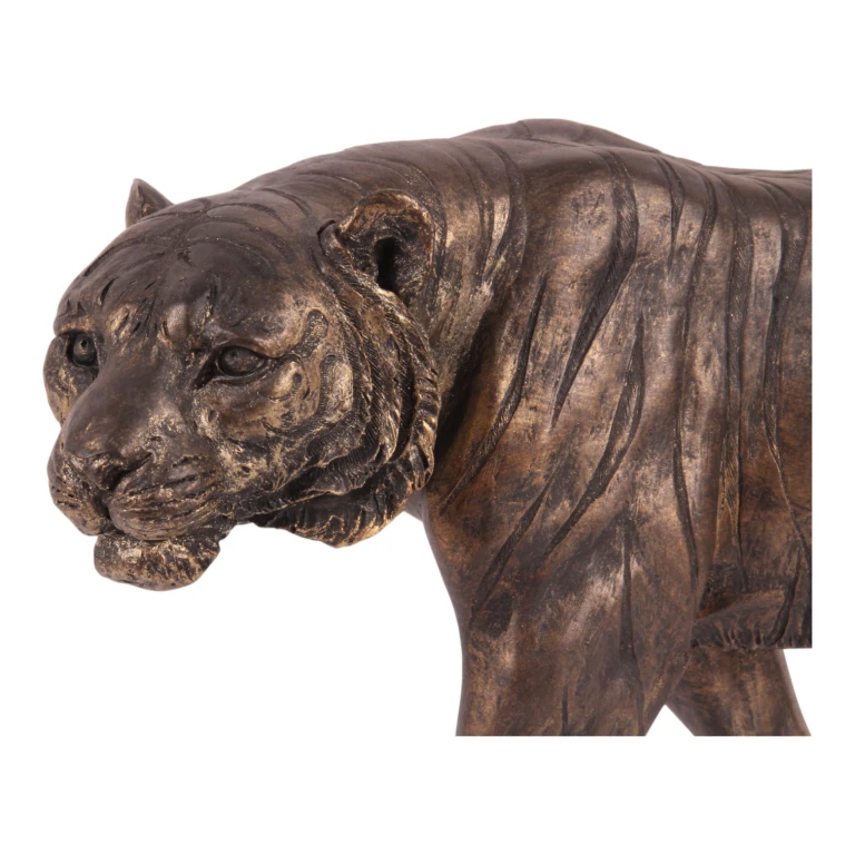 Escultura de tigre - dorado - 53 cm