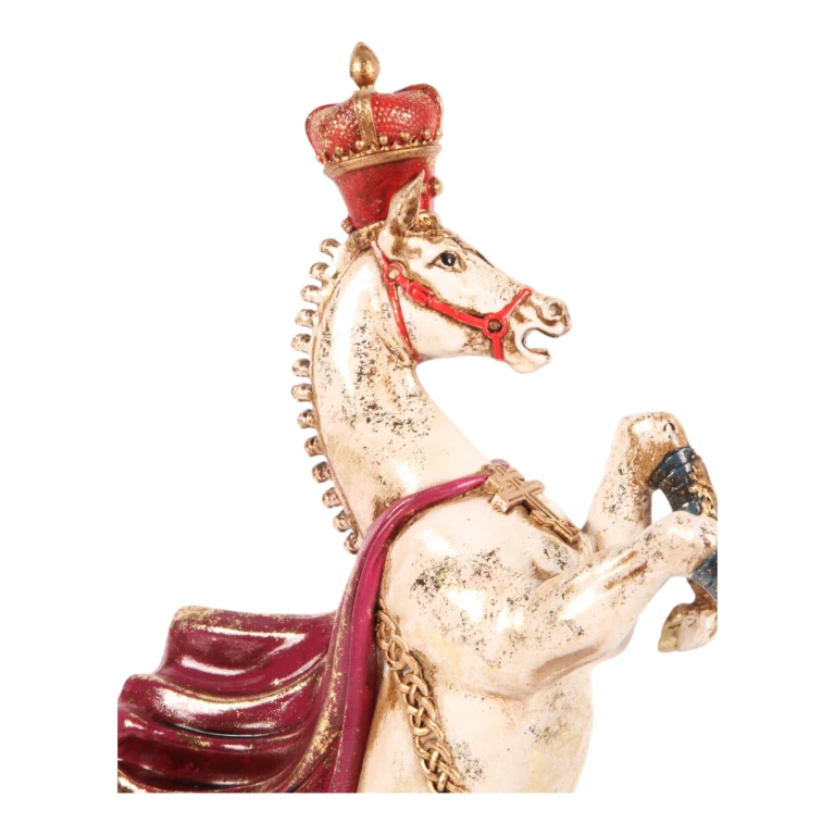 Escultura de caballo - Rojo/Blanco - 40 cm
