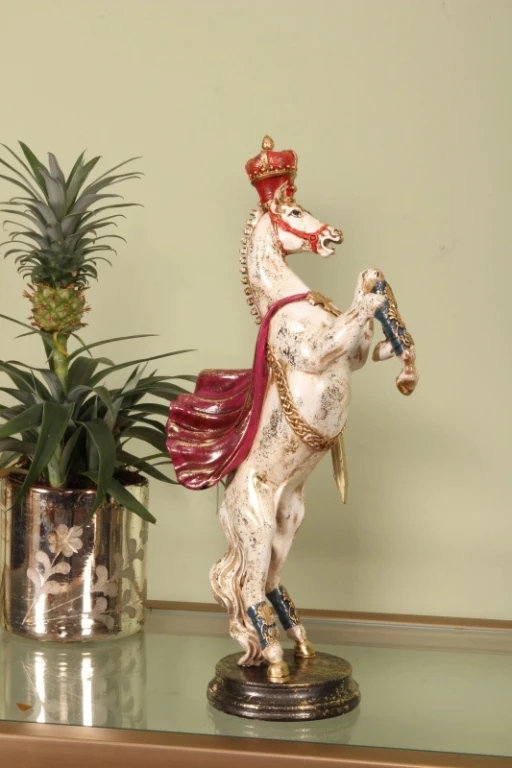 Escultura de caballo - Rojo/Blanco - 40 cm
