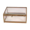 Caja de joyería 11 x 9 x 4,5 cm - dorada - latón y vidrio