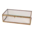 Caja de joyería 17,5 x 10 x 5,5 cm - dorada - latón y vidrio