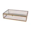 Caja de joyería 22,5x14x5,5 cm - dorada - latón y vidrio