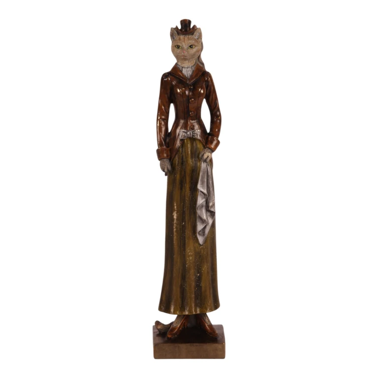 Escultura de gato marrón - 29 cm - 1 pieza