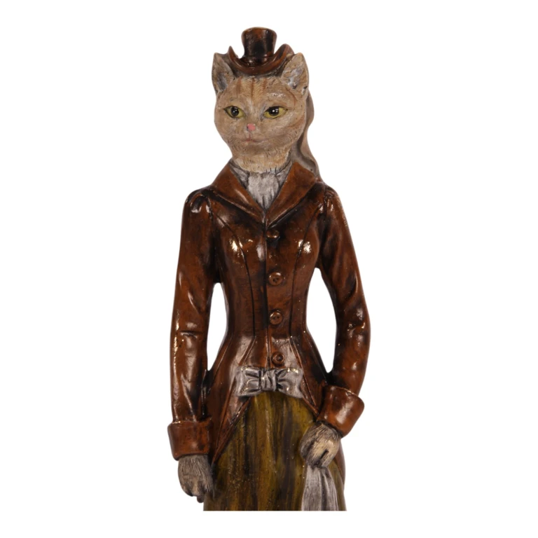 Escultura de gato marrón - 29 cm - 1 pieza
