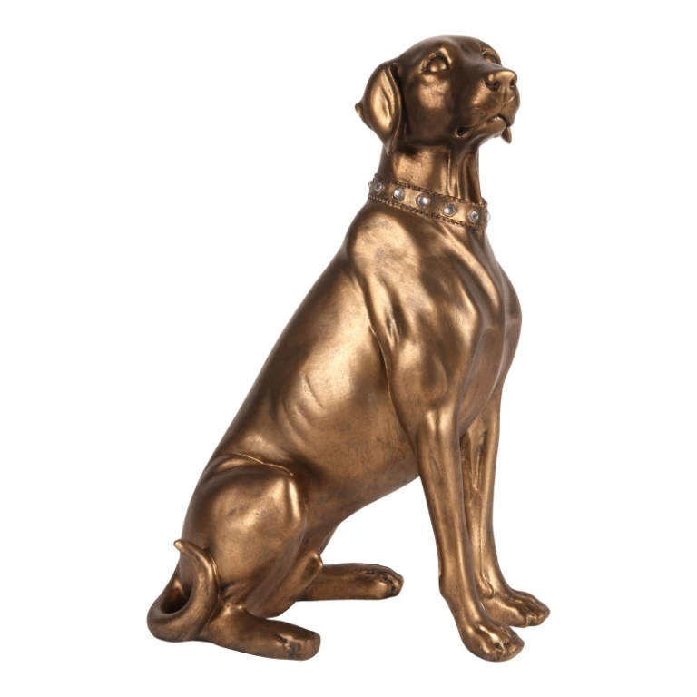 Escultura de perro Weimaraner - dorado - 39 cm