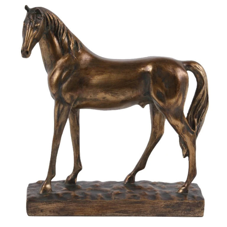 Escultura de caballo - dorado - 28 cm