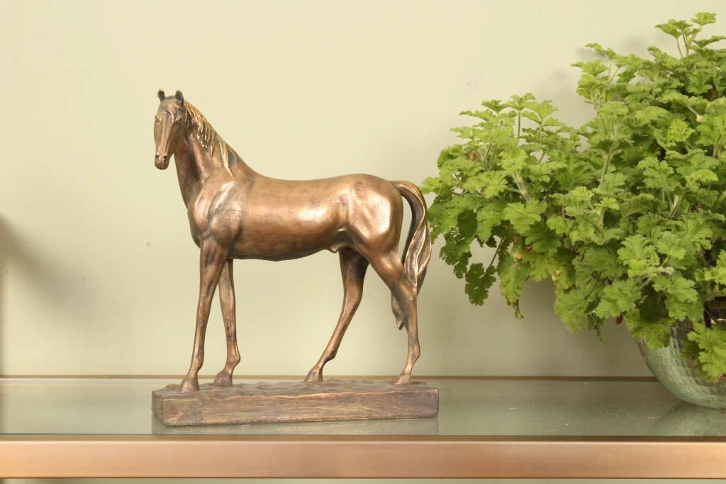 Escultura de caballo - dorado - 28 cm
