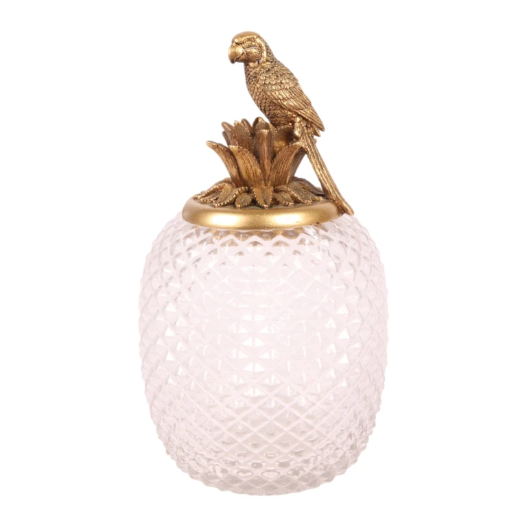 Maceta decorativa Loro - dorada - 28,5 cm - 1 pieza