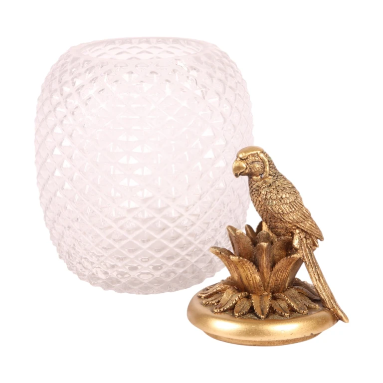 Maceta decorativa Loro - dorada - 28,5 cm - 1 pieza