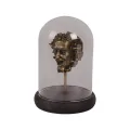 Bacchus-figuur met glazen stolp - goud - 23 cm - kunsthars