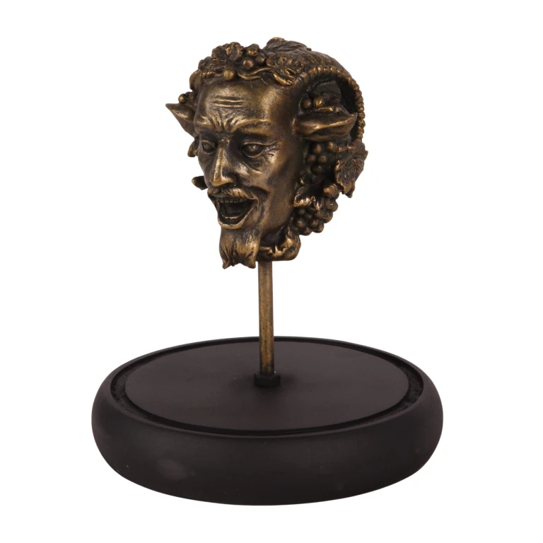 Figura de Baco con cúpula de cristal - dorado - 23 cm - resina artística