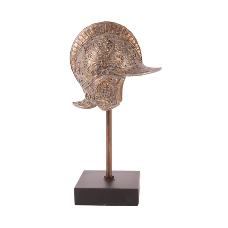Casco sobre base - dorado - 29,5 cm - resina sintética