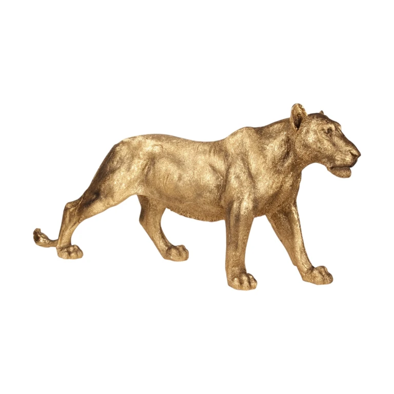 Escultura de leona - dorada - 124 cm