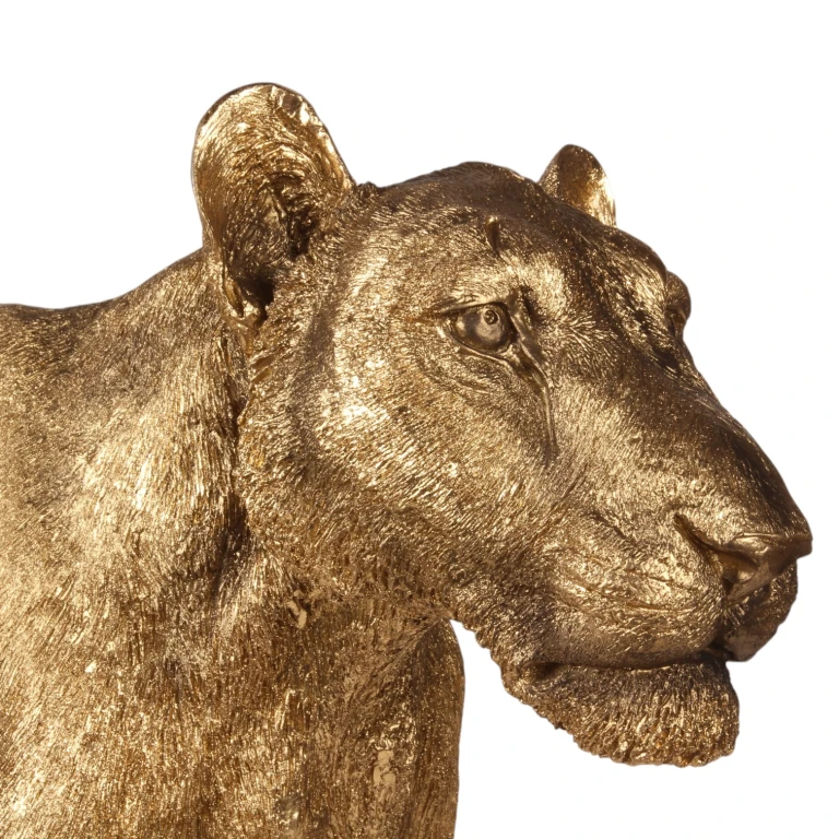 Escultura de leona - dorada - 124 cm
