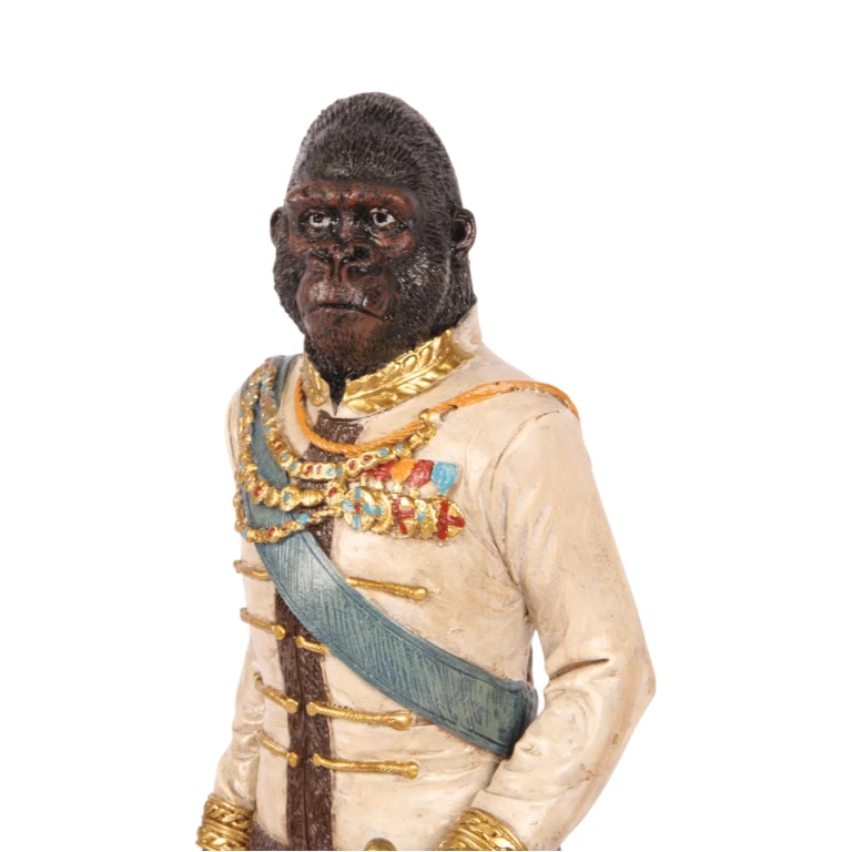 Escultura de orangután con pie - marfil - 40,5 cm