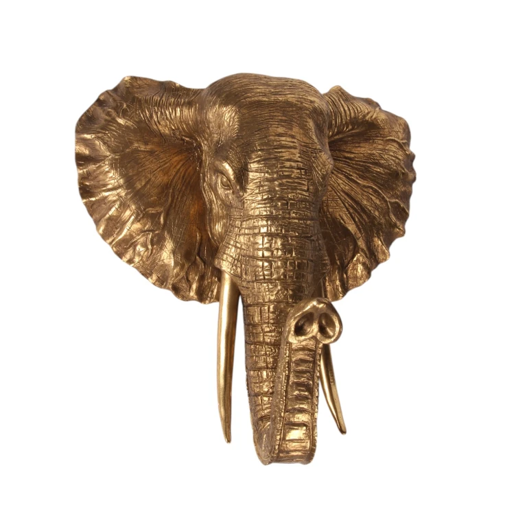 Adorno de pared Elefante - dorado - 23 cm - resina artística