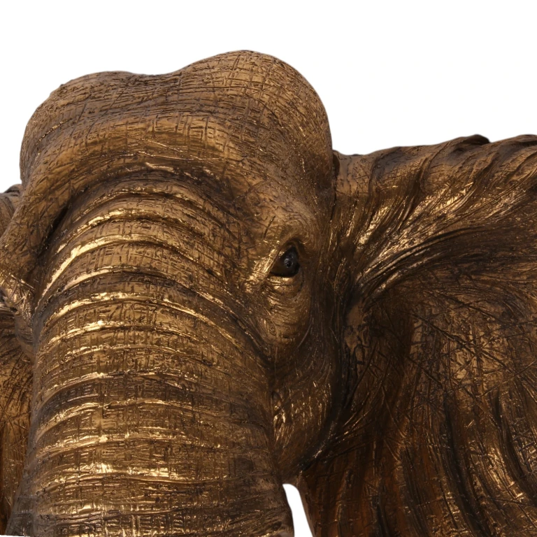 Adorno de pared Elefante - dorado - 61 cm - resina sintética