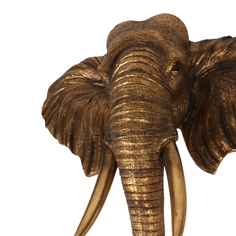 Adorno de pared Elefante - dorado - 61 cm - resina sintética