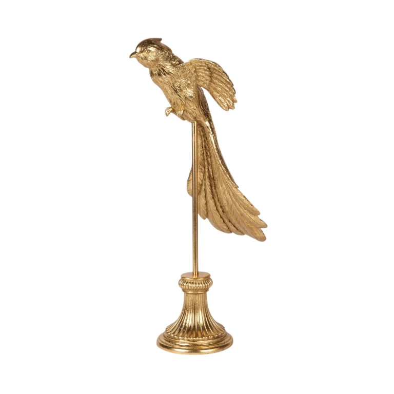 Escultura de ave sobre base - dorado - 49,5 cm - 1 pieza