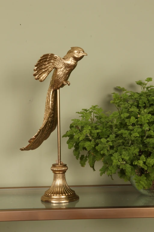 Escultura de ave sobre base - dorado - 49,5 cm - 1 pieza