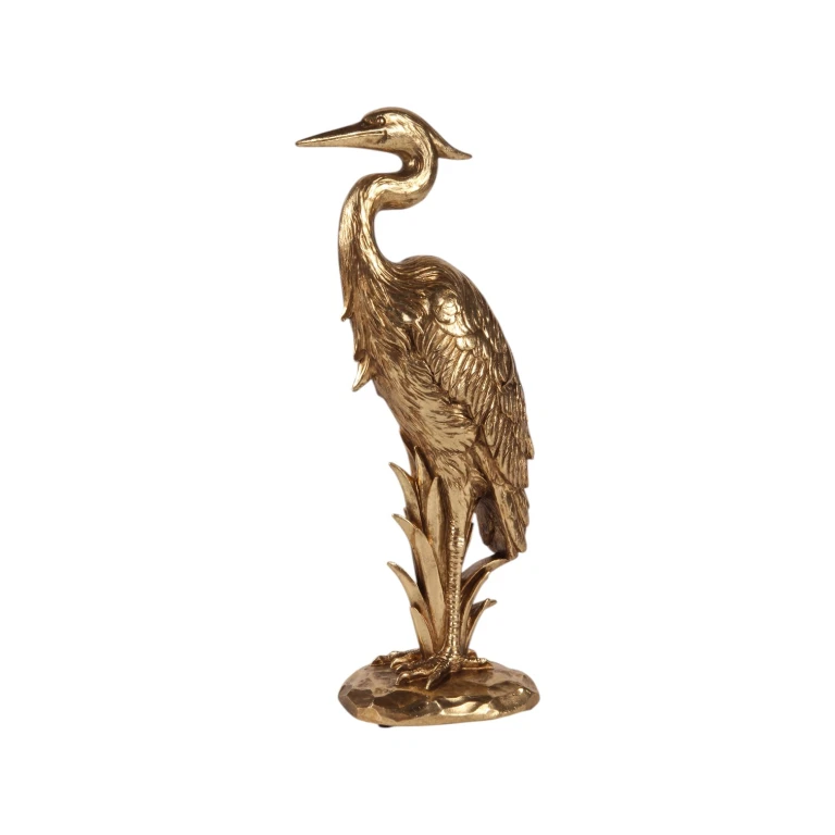 Escultura de garza dorada - 28 cm - 1 pieza