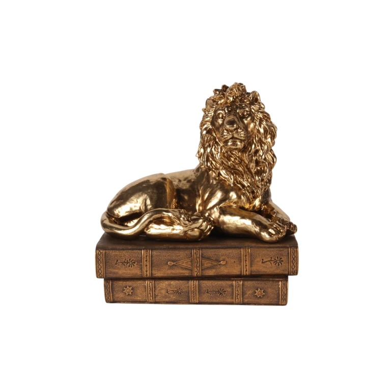 Escultura de león dorado - 21 cm