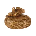 Opbergdoos met deksel - 19 cm - goud - kunsthars