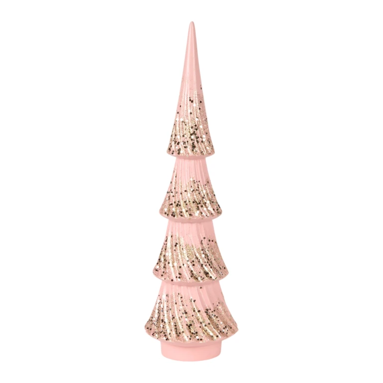 Árbol de Navidad miniatura - rosa - 35,5 cm - resina sintética