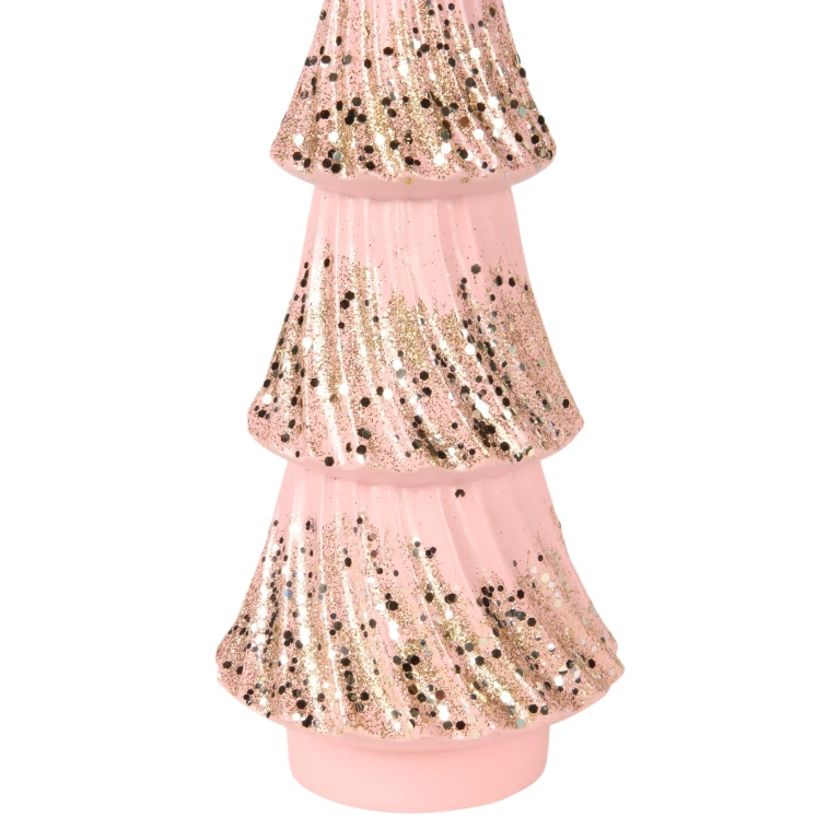 Árbol de Navidad miniatura - rosa - 35,5 cm - resina sintética