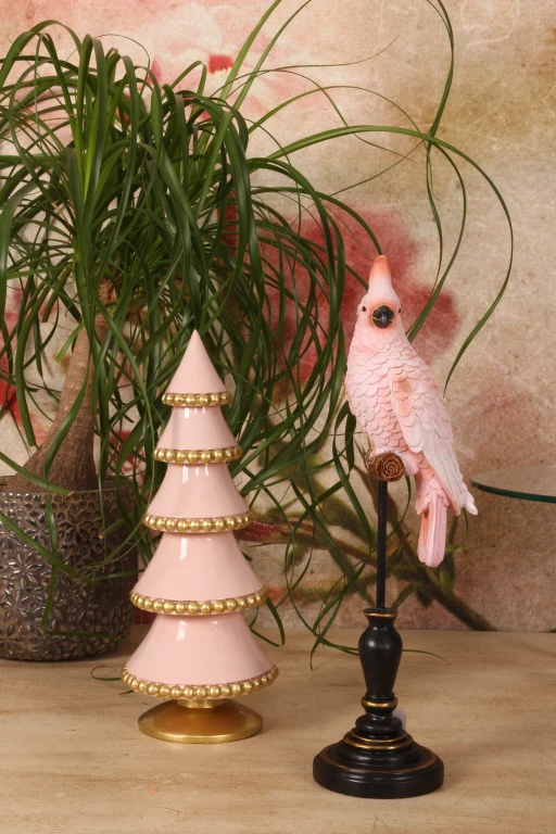 Árbol de Navidad miniatura - rosa - 32 cm - resina artística