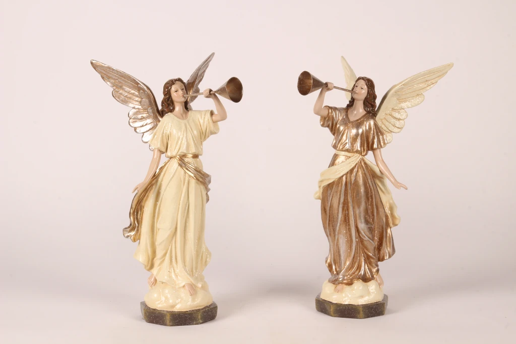 Ángel de figura - beige - 41 cm - resina artística