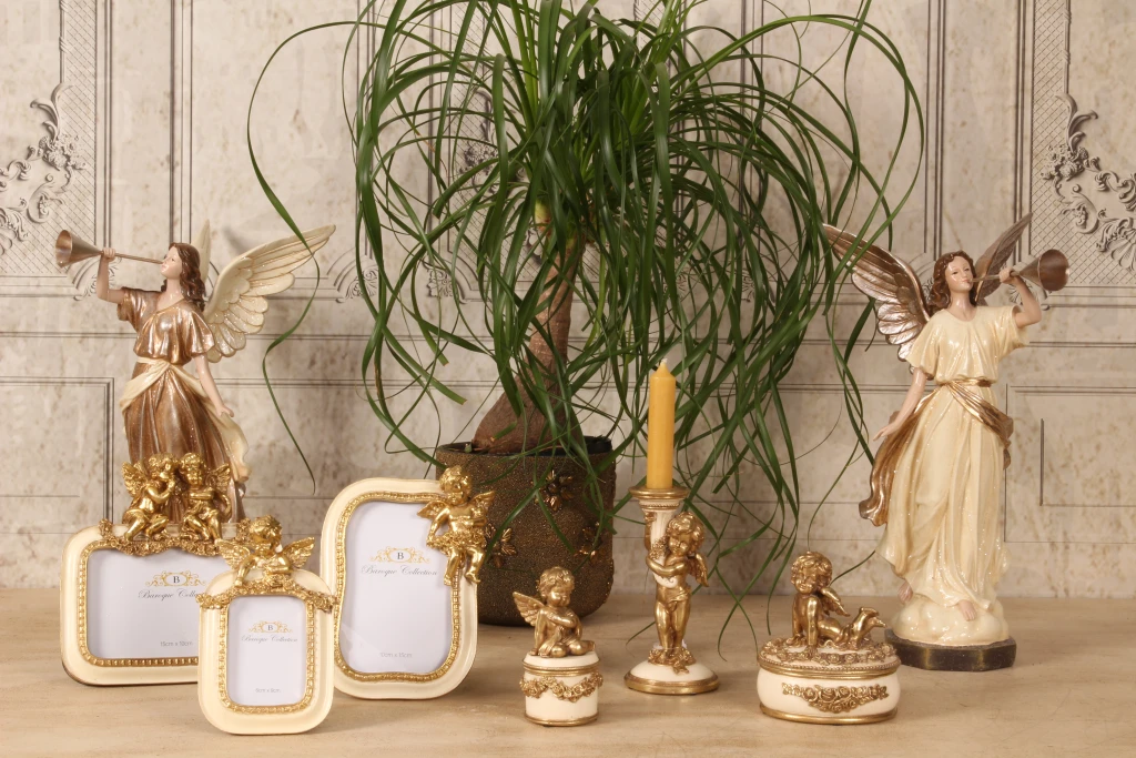 Ángel de figura - beige - 41 cm - resina artística