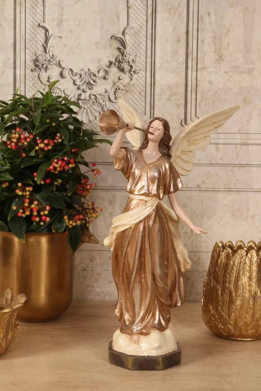 Ángel de figura - beige - 41 cm - resina artística