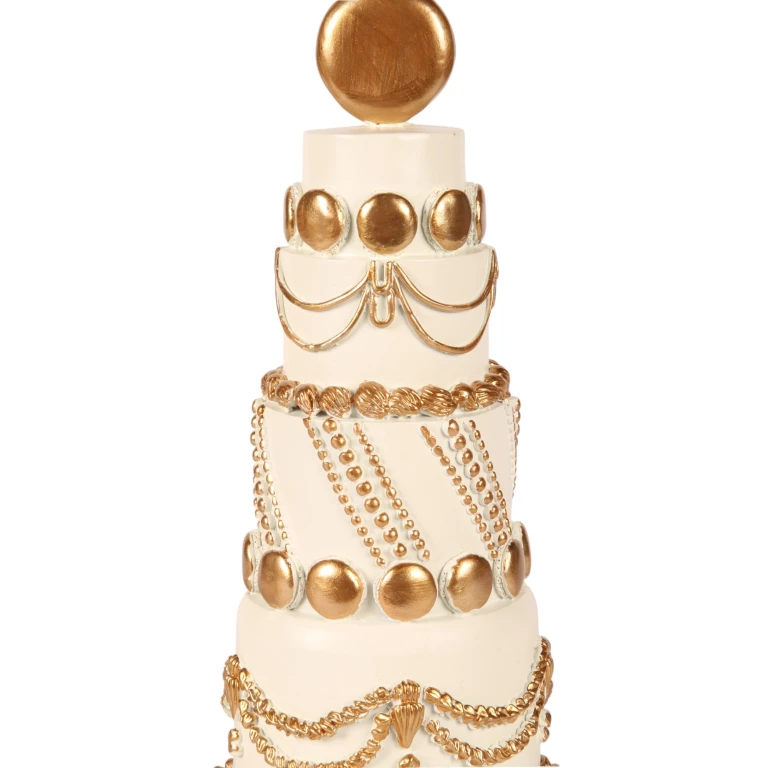 Tarta decorativa - blanco/crema con oro - 33,5 cm - resina artística