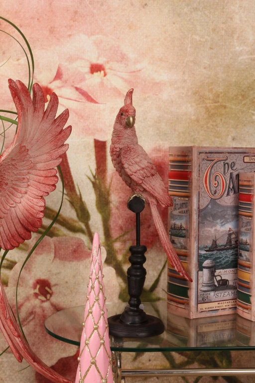 Loro sobre bastón - rosa - 35 cm