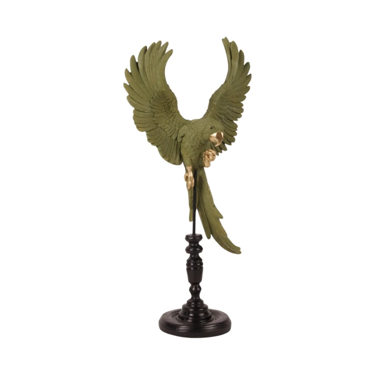 Loro sobre soporte - verde - 52,5 cm