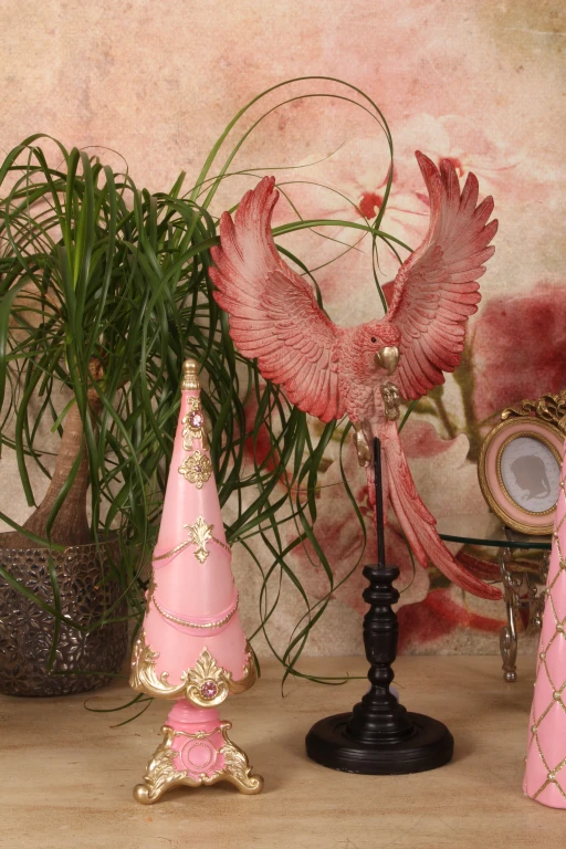 Loro sobre bastón - rosa - 52,5 cm