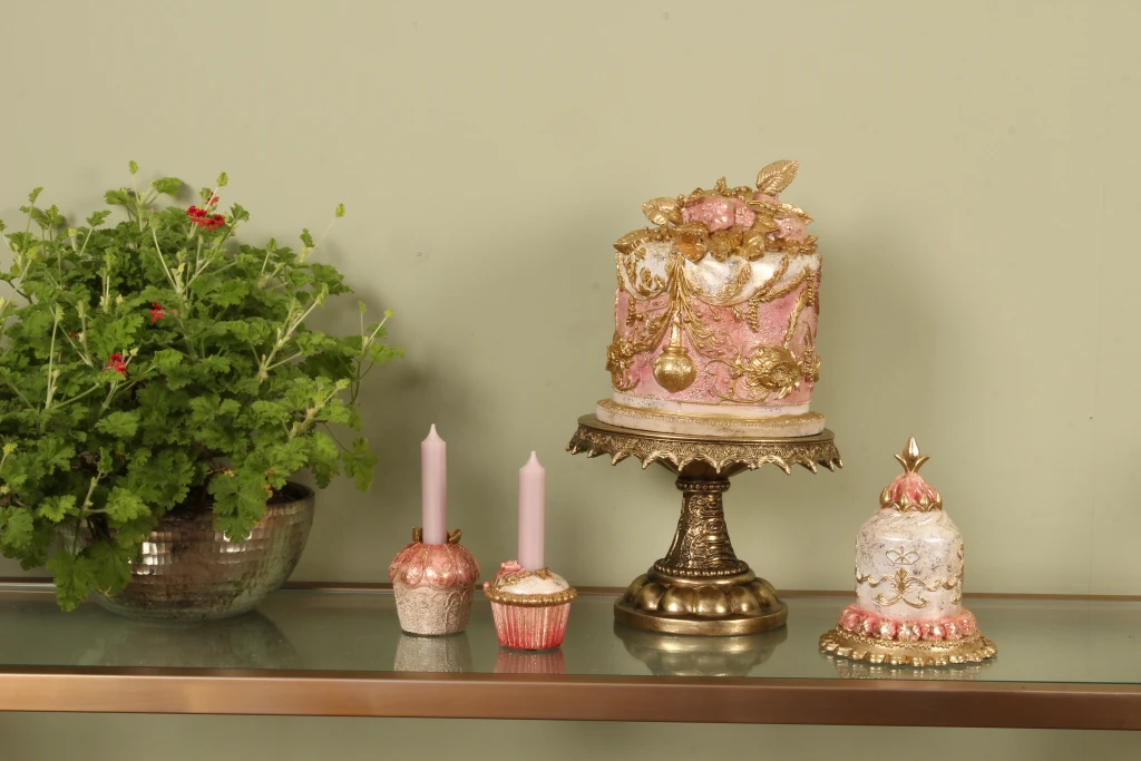 Pastel decorativo - rosa - 24 cm - resina sintética
