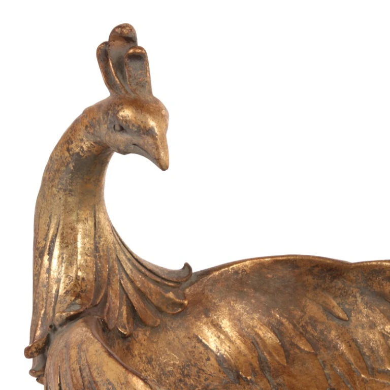 Plato decorativo estilo holandés con forma de pavo real - dorado - 45 cm