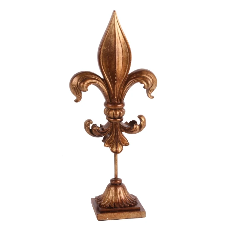 Fleur-de-lis sobre base - dorado - 38 cm - resina artística