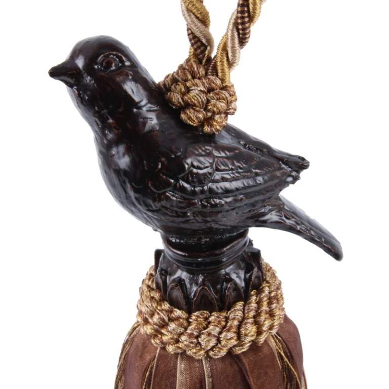 Plumero de cortina con pájaro - 62 cm - marrón - tela