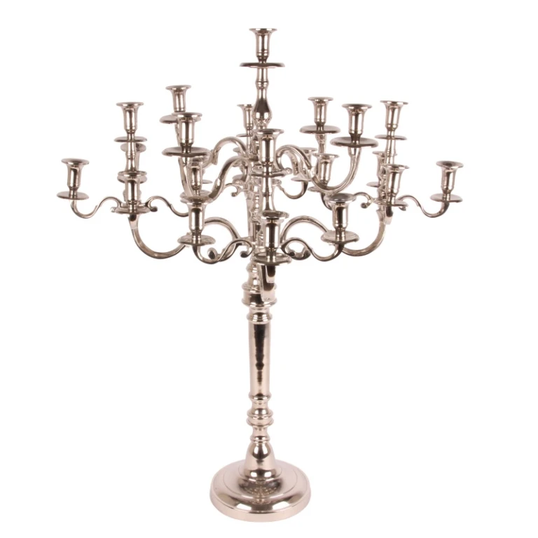 Candelabro - 25 brazos - 100 cm - plateado - aluminio