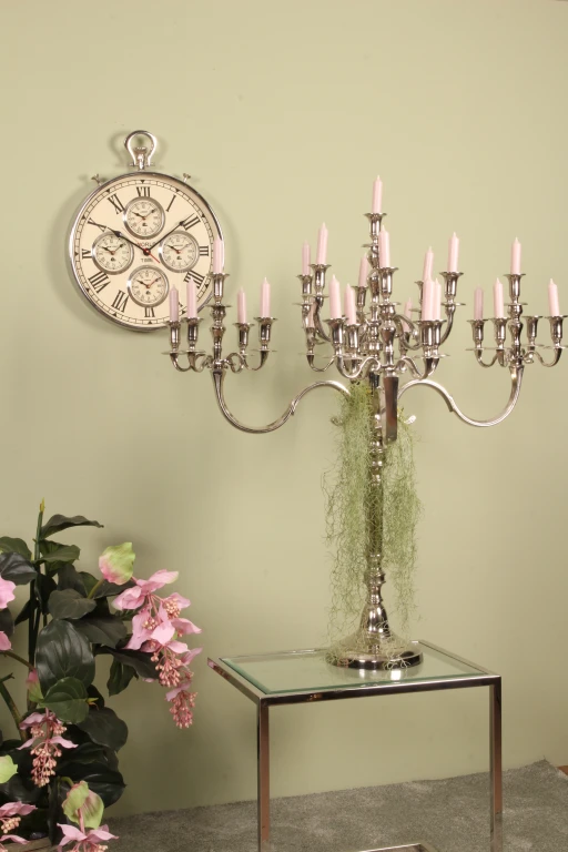Candelabro - 25 brazos - 100 cm - plateado - aluminio